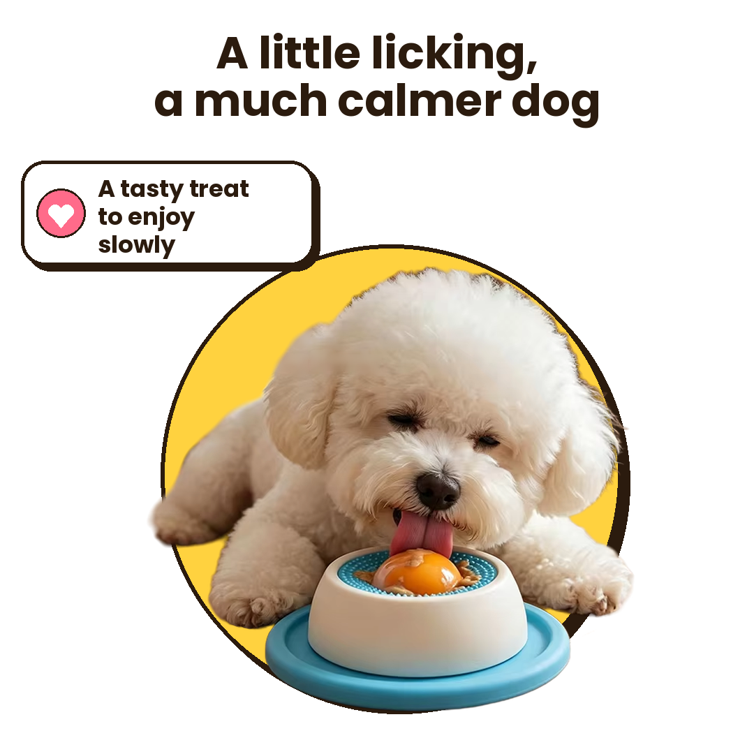 Dog using the Perrifun lick bowl