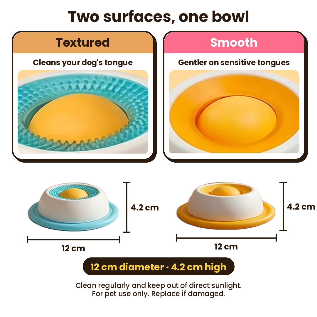 Two surfaces and size of the lick bowl